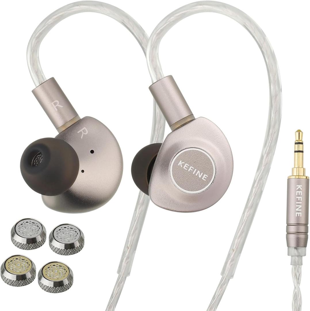 Delci AE Hi-Fi IEMs, 10mm DLC+PU Dynamic Drive in-Ear Monitors with Interchangeable Tuning Nozzles, 5.3g Ultralight CNC Aluminum Wired Earbuds, Detachable 164-Core Silver-Plated Cable(3.5mm)