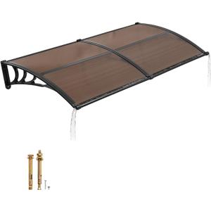 VEVOR Awnings for Door Entrance, 38" x 78" Window Door Awning Canopy Exterior with Drainage & ABS Bracket, Polycarbonate Cover Patio Door Awnings for Sun, UV, Rain, Snow ProtectionBrown