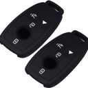 Lcyam Silicone Remote Key Fob Covers Smooth Soft Rubber Case Fits for Mercedes-Benz A220 E63S AMG E-Class GLE 350 4MATIC 2019 2020 2021 (Black Black)