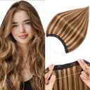 Halo Hair Extensions Real Human Hair,S-noilite Halo Hair Extensions,Halo Hair Extension for Women,100% Human Hair Halo Extensions,Halo Hair 65g/18inch 4P27 Medium Brown Mixed Dark Blonde
