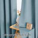 H.VERSAILTEX Grommet Natural Linen Textured Kitchen Curtains 45 inch Length, Thick Faux Linen Room Darkening Window Treatment Set for Farmhouse/Bedroom 52W x 45L,2 Panels,Heather Stone Blue