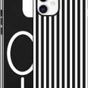 Jusy Compatible with MagSafe Striped Case for iPhone 17 Pro, Cute Aesthetic Striped Magnetic Phone Case, Soft TPU and Hard PC Protective Phone Cover for Women Girls(Matte) - Black