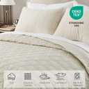 Corduroy Quilt Set Queen 90"x90", Lightweight All-Season Quilt with 2 Pillow Shams, Soft Fine-Striped Quilted Bed Cover, Beige