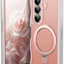 [Magnetic Stand & Wave Frame] Case for Samsung Galaxy Z Fold 7 [Fit for MagSafe] [Military Drop Protective] Not Yellowing Translucent Z Fold 7 Phone Ring Cover for Women Men 8" Pink
