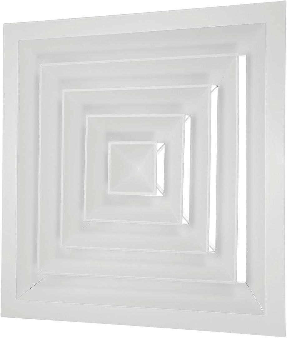 PATIKIL 13" x 13" Square Ceiling Diffuser, Aluminum Square Vent Cover HVAC Ceiling Diffuser for HVAC System Horizontal Flow Duct Industrial Home Office,White,16" x 16" Ducting Opening Size