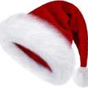 BSVI Christmas Hat, Santa Hat Holiday for Adults Unisex Velvet Comfort Extra Thicken Fur Xmas Hat for New Year Festive Party