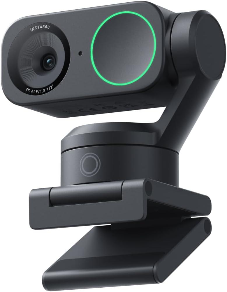 Insta360 Link 2 PTZ Dual Axis Gimbal AI-Powered 4K Webcam with 1/2" Sensor for Increased Detail, Pro Audio, Gesture Control, HDR, AI Tracking, Deskview and Streamer Mode - Built-in Privacy Protection