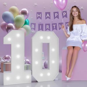 Number 10 Marquee Numbers 3 Feet Tall, 10th Birthday Decorations for Girls Boys, 10 Light Up Number for Party Large 10 Light Up Sign for Birthday Anniversary Decor