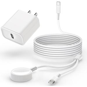 Upgraded Apple Watch Charger, 2 in 1 USB C Magnetic iWatch Charger Cord Fast Charging Lightning Cable 6FT with Type C Wall Plug Block for Apple Watch Series 10/Ultra/9/8/7/6/SE/5/4, iPhone 14/13/12/11