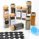 NETANY 21Pcs Glass Spice Jars with Bamboo Lids, 4 oz Glass Jars with Minimalist Farmhouse Spice Labels Stickers, Collapsible Funnel, Seasoning Storage Bottles for Spice Rack, Cabinet, Drawer