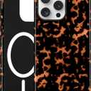 Jusy Compatible with MagSafe Brown Tortoise Shell Print Phone Case for iPhone 16 Pro Max, Amber Trendy Luxury Magnetic Soft TPU and Hard PC Protective Phone Cover for Women Girls - Turtle Shell