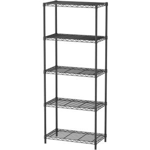 Golpart 5 Tier Adjustable Storage Shelves Heavy Duty Metal Utility Shelf 500LBS Capacity Wire Shelving Unit Organizer Rack for Home Kitchen Office Bathroom Pantry Room 12" D x 22" W x 59" H Black