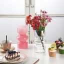 VanEnjoy Pink Glass Hydroponic Vase, Colored Glass vase Flower, Three-Layer 7 inch Cylinder vase for Home Dcor, Modern Glass Vase for Home, Office, Wedding