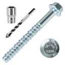 FMhotu 3/8 x 4 Concrete Screws, Nickel Plated Concrete Screw Drill Bit Set for Anchoring Masonry, Brick or Block (25 pcs)