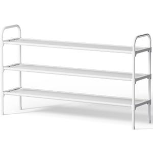 Kitsure Extra-Long Shoe Rack for Closet, Shoe Organizer for Front Door Entrance, Stackable Shoe Shelf, Detachable Closet Organizers and Storage, 39.0" Wide - 3 Tier, White