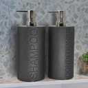 Resin 2 Pack Shampoo, Conditioner or Body Wash Dispenser Set, Luxurious Refillable Pump Bottles with Matte Pump Top and Embossed Text, Durable Design for Bathroom and Shower