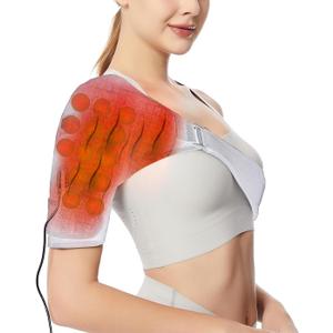 Shoulder Heating Pads Wrap,3 Heat Settings Relieve Muscle Pain,Rotator Cuff,Reduce Shoulder Pain-White
