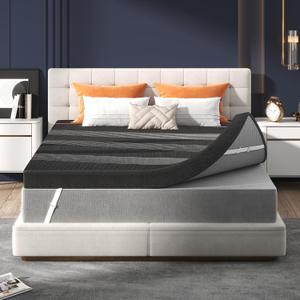3 Inch Gel Memory Foam Mattress Topper Queen, High Density Ventilated Bed Topper for Back Pain Relief, Breathable Cover with Non-Slip Straps, CertiPUR-US