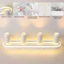 LED 4 Light Track Lighting Spotlight Kit, White Ceiling Spotlights, Modern Track Light Fixture with Flexibly Rotatable Light Heads, 50W+20W Dual Lighting for Kitchen Living Room,Includes 4 x GU10 Bulb