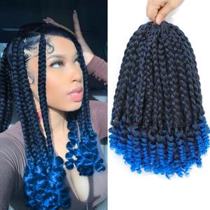 6 Packs 10 inch Ombre Blue Curly Box Braids Crochet Hair for Black Women and Kids