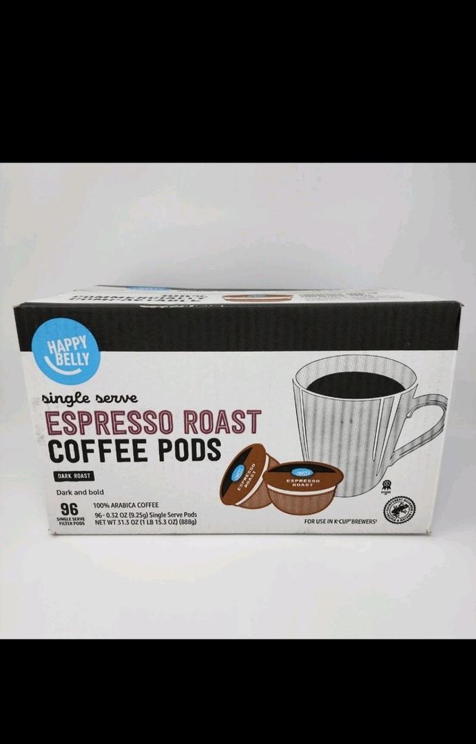 Happy Belly Espresso Roast Coffee Pods compatible with Keurig, 96 Pods (Pack of 1)