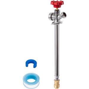 SUNGATOR Frost Free Sillcock, 12" Push Fit Anti-Siphon Hydrant, 3/4-Inch Hose Bibb x 1/2-Inch Push Adapter, No Lead Brass Valve, with 1 Disconnect Clip and 1 Sealing Tape