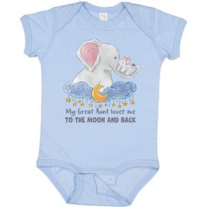inktastic My Great Aunt Loves Me To the Moon and Back Baby Bodysuit (Blue)