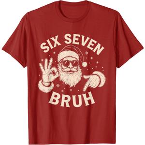 Bruh 67 Christmas Santa Six Seven 6 7 Boys Christmas Pajamas T-Shirt, M