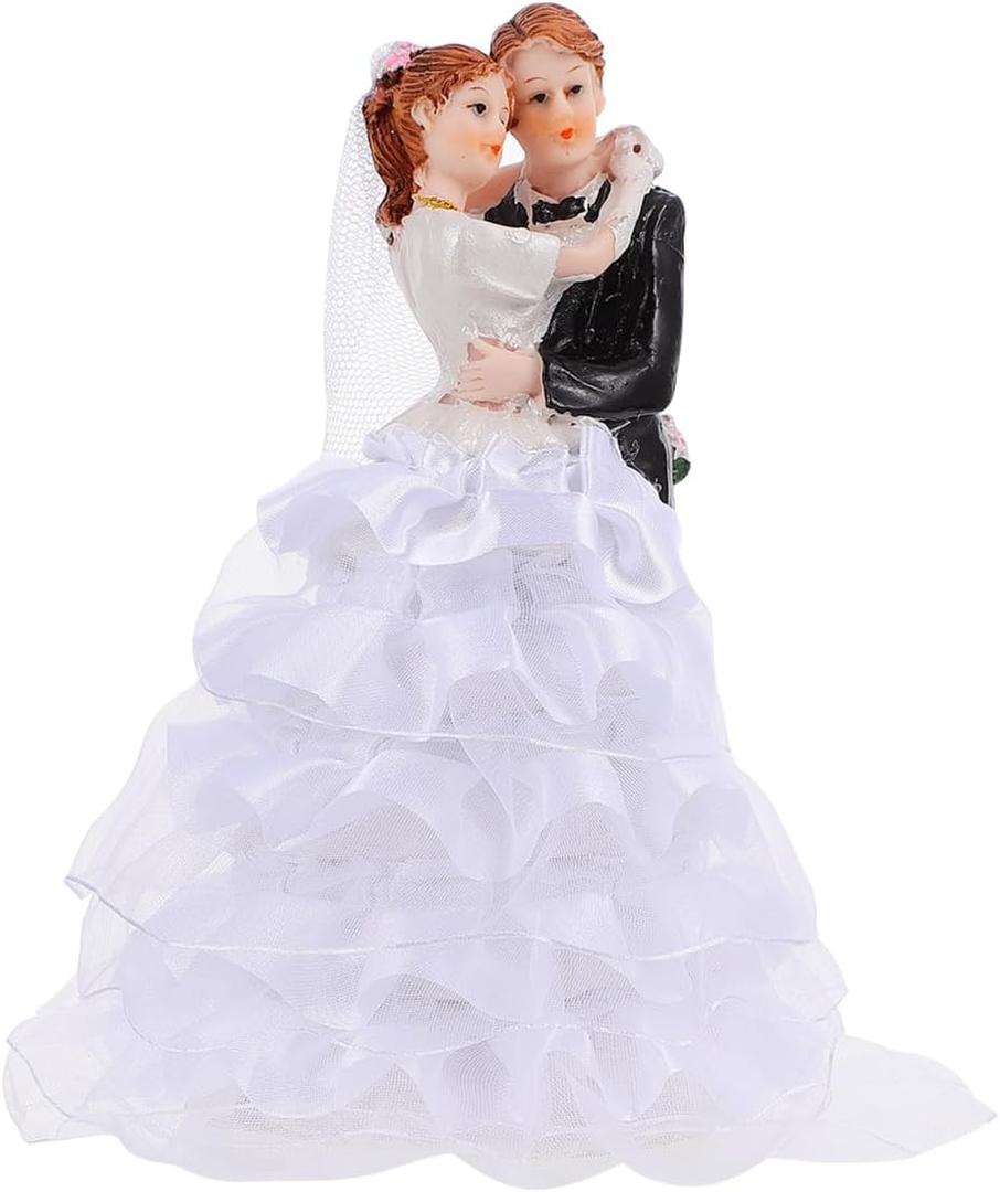 Bride and Groom Wedding Cake Toppers Modern Elegant Couple Figurine Ornament for Cake Decoration, Rustic Topper for Wedding, Desk Decoration