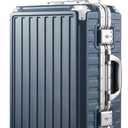 LUGGEX Carry On Luggage with Spinner Wheels, 20 Inch Aluminum Frame Zipperless Polycarbonate Hard Shell Suitcase, Blue