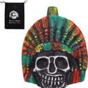 Aztec Chieftain Whistle, Ceramics Real Aztec Death Whistle with a Cloth Bag for Self Defense Collections Unique Religious Gifts Halloween Decor