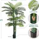 6FT Tall Triple Golden Cane Palm Tree (1 Pack), Large Faux Plants, UV Resistant Indoor/Outdoor Fake Plant in Black Cement Pot - Realistic Tropical Decor for Patio, Living Room, Office