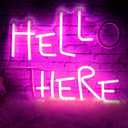 Hello There Neon Sign for Wall Decor, Dimmable Hell Here Catwoman Neon Signs 13.78"10.63", Controllable Lighting Pink Letters Neon Lights Signs for Man Cave Bedroom Bar Pub Decoration