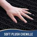 Arotive Luxury Toilet Rugs U-Shaped 24x20, Extra Soft Thick Absorbent Shaggy Chenille Bath Rugs, Non-Slip Machine Wash Dry, Bath Mat for Toilet Base, Tub and Shower, Home Decor Accessories, Black