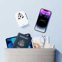 Aigostar 5-in-1 Universal Travel Adapter, GaN 45W Fast Charge International Plug Adapter with 2 Type-C & 2 USB-A Ports, Worldwide Power Adaptor Wall Charger for EU US UK AUS CHN JP Travel Business (White)