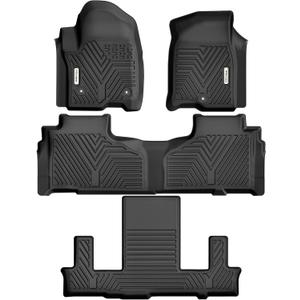 YITAMOTOR 3 Rows Floor Mats Fit for 2021-2026 Chevrolet Tahoe/GMC Yukon/Cadillac Escalade with 2nd Row Bucket Seats, Custom Fit Black TPE All-Weather 1st & 2nd 3rd Row Floor Liners