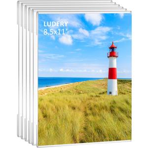 8.5x11 Acrylic Picture Frames, Set of 6 Clear Photo Frame for Wall, Clear Frameless picture Frames 8.5 x 11,Floating Hanging Picture Frames 8.5 x 11 for Home, School, Office (Vertical)
