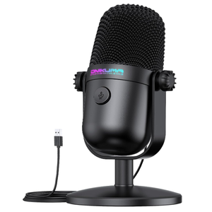 Gaming Microphone with Noise Cancellation & Mute Button, USB Condenser Mic for Streaming/Recording, Ultra-Compact Design, Compatible with PC/Mac/PS4/PS5, Podcast/YouTube/Twitch/Discord (Black)