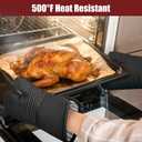 Oven Mitts and Pot Holder Sets with Silicone Grip, 500F Heat Resistant-6 Pack Dishcloth/Dish Towels for Kitchen 100% Cotton-Value Kitchen Essentials for Cooking, Baking, Grilling-Black