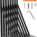8-Pack 18 Inch Heavy Duty Shelf Brackets, Large Floating Wall Bracket for Garage Storage Shelves, Black Powder-Coated Finish, Load Capacity 800lbs