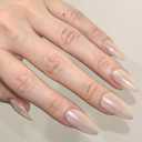 2 x GLAMERMAID Chrome Press On Nails Medium Almond, White Handmade Metal Fake Nails Stiletto, Glitter Glazed Donut False Nail Short Oval, Glossy Natural Reusable Acrylic Stick Glue on Nails Kit for Women