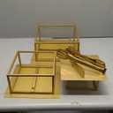 Dualshine 3 Pcs Square Gold Cake Stand Set, 8" 10" 12" Elegant Wedding Cake Stands & Dessert Table Display - Perfect for Birthday, Wedding Reception & Party Decor - Includes 2 Gold Tongs (Metal)