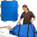 Upgraded 3-Layer Positioning Bed Pad with Handles, Transfer & Slide Sheet for Elderly Care, Waterproof Washable Draw Sheet for Turning, Lifting & Repositioning (43" x 36", Blue) (Medium, 1. Lake Blue)