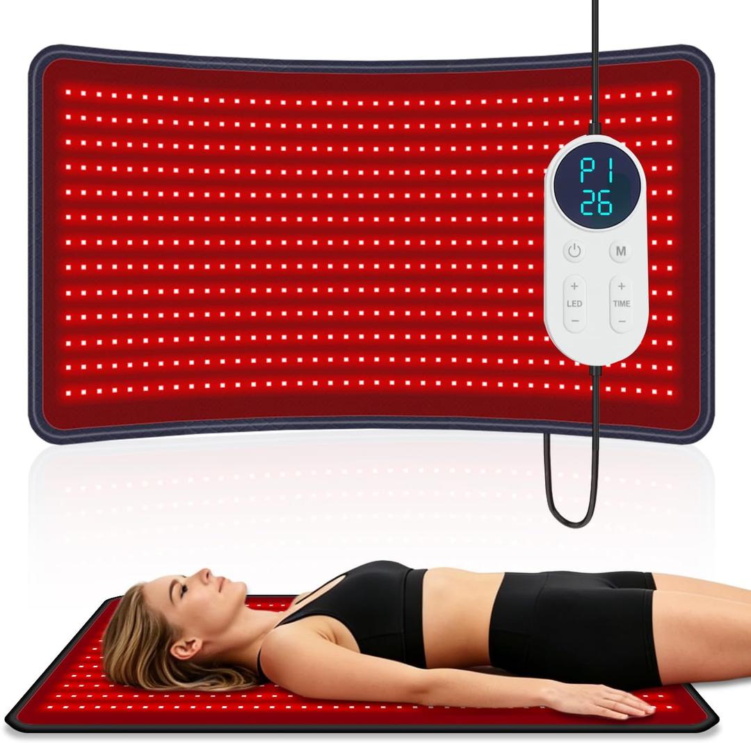 Red Light Therapy Mat for Body 38' x 23.6' 660nm & 850nm Red Light Therapy for BodyLight Blanket for Back Belly Knee Joints Muscle,Wearable Flexible Infrared Light Heating Wrap Belt Gift for Women Men