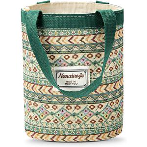 Women Tote Bag,Small Jute Casual Tote's Handbag Embroidered Personalized Bucket Bag,Reusable Grocery Shopping Bags