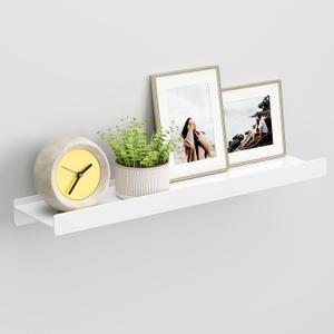 Floating Shelves for Wall, Wall Mounted Shelves with Lip for Storage, Metal Display Shelves for Home Decor, Kitchen/Living Room/Bedroom/Bathroom Shelf, White 20 inch 1 Pack
