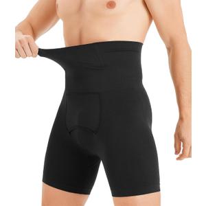 TAILONG Mens Shapewear Tummy Control Underwear Compression Shorts Slimming Body Shaper Leg Boxer Briefs (XX-Large, Black)