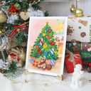7 x KingKraft Christmas Card, Christmas Tree Quilling Card for Christmas, Christmas Card with Envelop, Vintage Christmas Card, Handcrafted Greeting Card for Holiday Christmas and New Year, 5.1x7.1in