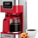 SHARDOR 10-Cup Programmable Coffee Maker, Regular & Strong Brew Drip Coffee Machine for Home and Office, Auto Shut Off, Permanent Filter (red)
