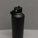 POWCAN 32oz Stainless Steel Slim Water Bottle: Sweatproof, Flex Cap, Lightweight, Standard Mouth, Top Handle, Vacuum Insulated Flask with straw for Office, Home, Commute, Workouts (Midnight Black)